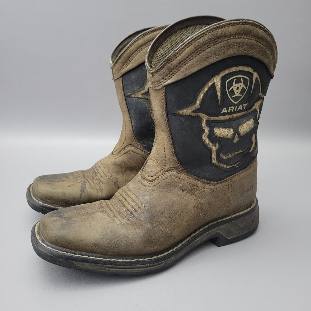 Ariat Kids Roughneck XT VentTEK Workhog Western Leather Boots Sz 4.5